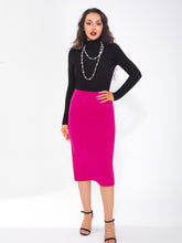 Women's midi skirt is fashionable and stylish, wrinkle free, with elastic pockets for office environment